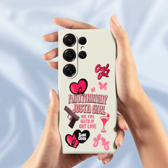 For Samsung Galaxy S25 Ultra Case Pink Elements Pattern Printing Straight Edge TPU Phone Back Cover