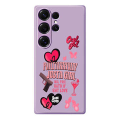 For Samsung Galaxy S25 Ultra Case Pink Elements Pattern Printing Straight Edge TPU Phone Back Cover
