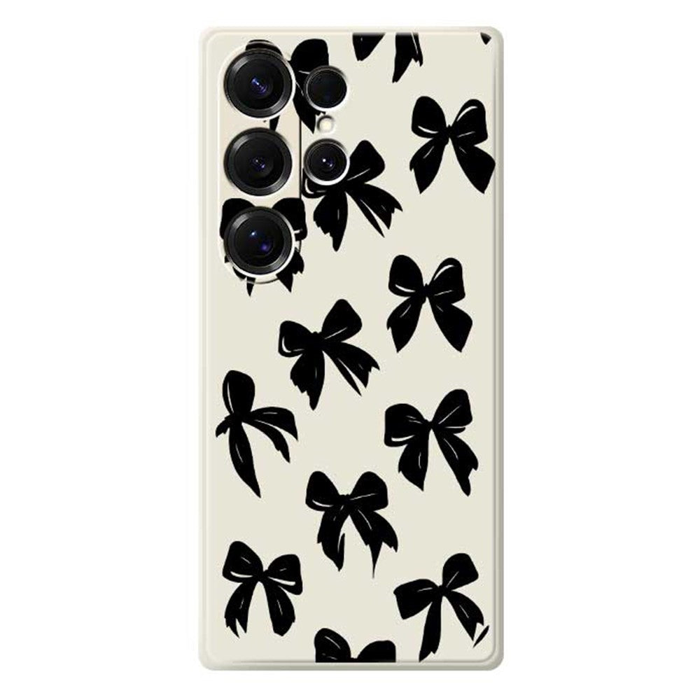 For Samsung Galaxy S25 Ultra Case Black Bow Pattern Printing Straight Edge TPU Phone Back Cover - TechGearPal
