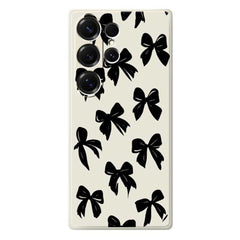Coque arrière en TPU pour Samsung Galaxy S25 Ultra, motif nœud noir, bord droit, impression 