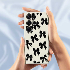 Coque arrière en TPU pour Samsung Galaxy S25 Ultra, motif nœud noir, bord droit, impression 