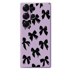 Coque arrière en TPU pour Samsung Galaxy S25 Ultra, motif nœud noir, bord droit, impression 