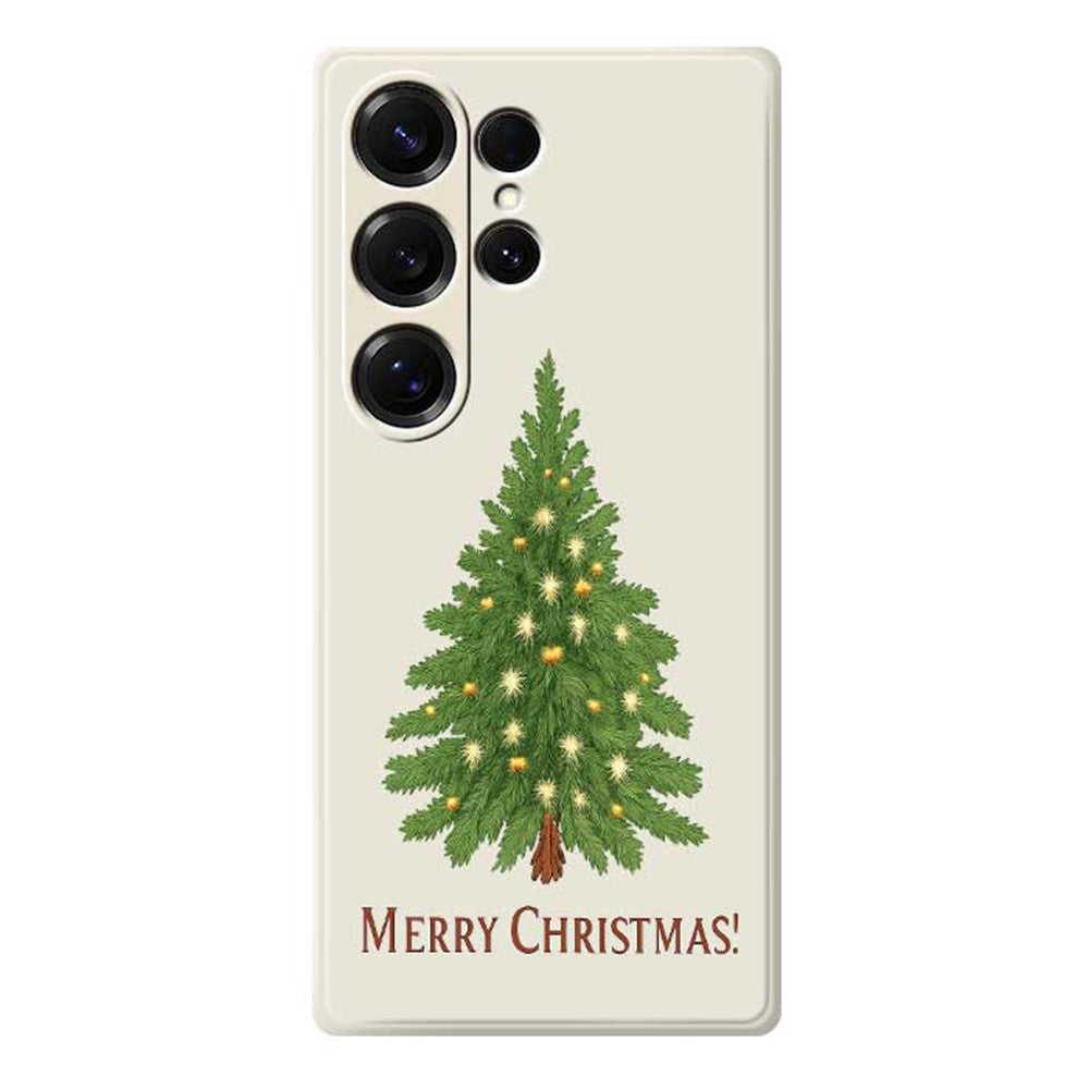 For Samsung Galaxy S25 Ultra Case Christmas Tree Pattern Printing Straight Edge TPU Phone Back Cover