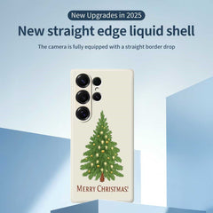 Für Samsung Galaxy S25 Ultra Hülle Weihnachtsbaum Muster Druck Gerade Kante TPU Telefon Rückseite 