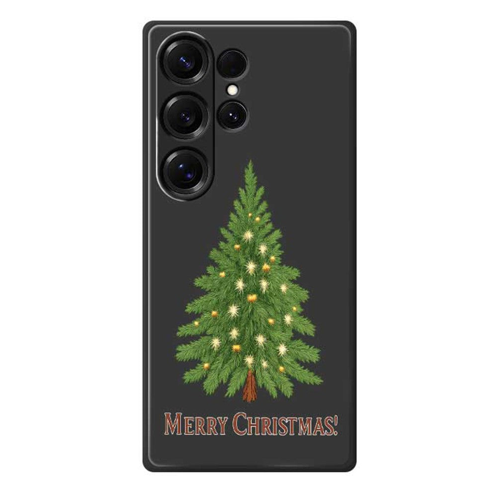 Für Samsung Galaxy S25 Ultra Hülle Weihnachtsbaum Muster Druck Gerade Kante TPU Telefon Rückseite 