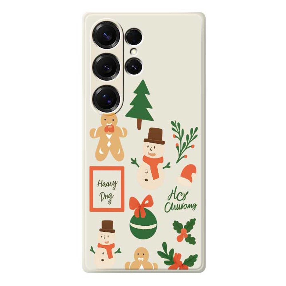 For Samsung Galaxy S25 Ultra Case Christmas Snowman Pattern Printing Straight Edge TPU Phone Back Cover - TechGearPal