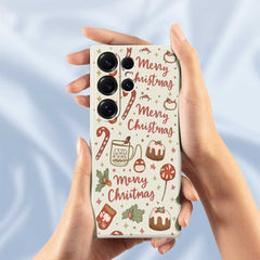 For Samsung Galaxy S25 Ultra Case Merry Christmas Pattern Printing Straight Edge TPU Phone Back Cover