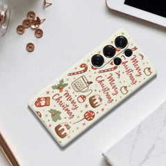 For Samsung Galaxy S25 Ultra Case Merry Christmas Pattern Printing Straight Edge TPU Phone Back Cover