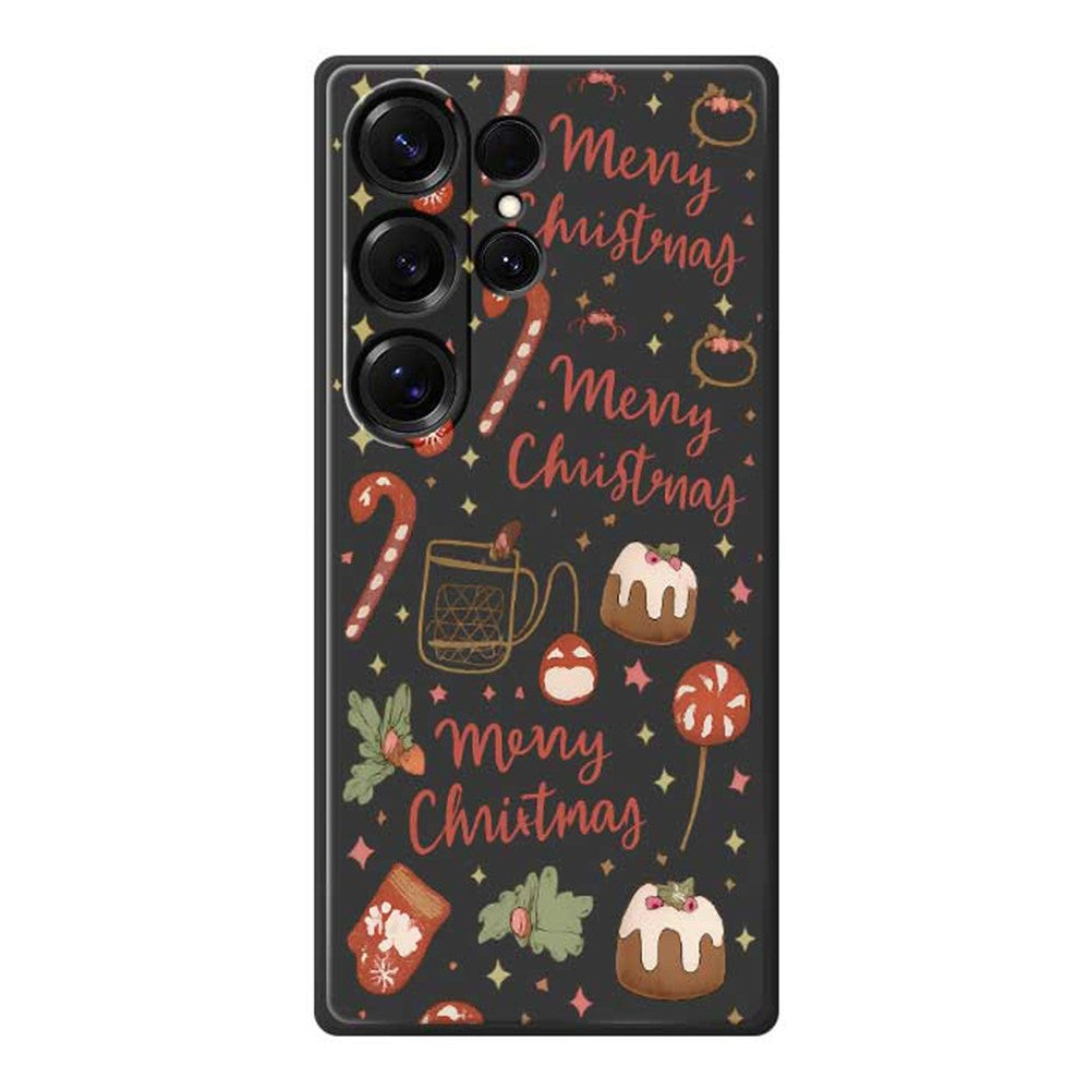 For Samsung Galaxy S25 Ultra Case Merry Christmas Pattern Printing Straight Edge TPU Phone Back Cover