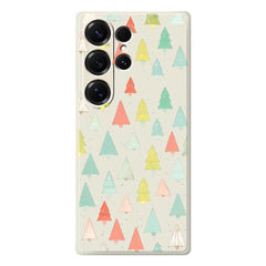 Coque arrière en TPU pour Samsung Galaxy S25 Ultra, motif arbres colorés, bord droit 