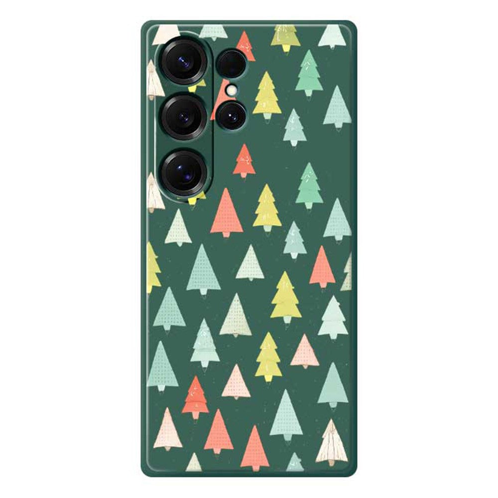 Coque arrière en TPU pour Samsung Galaxy S25 Ultra, motif arbres colorés, bord droit 