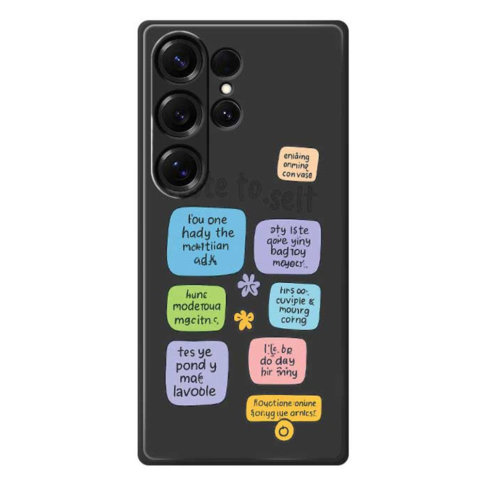 For Samsung Galaxy S25 Ultra Case Colored Sticky Notes Pattern Printing Straight Edge TPU Phone Back Cover