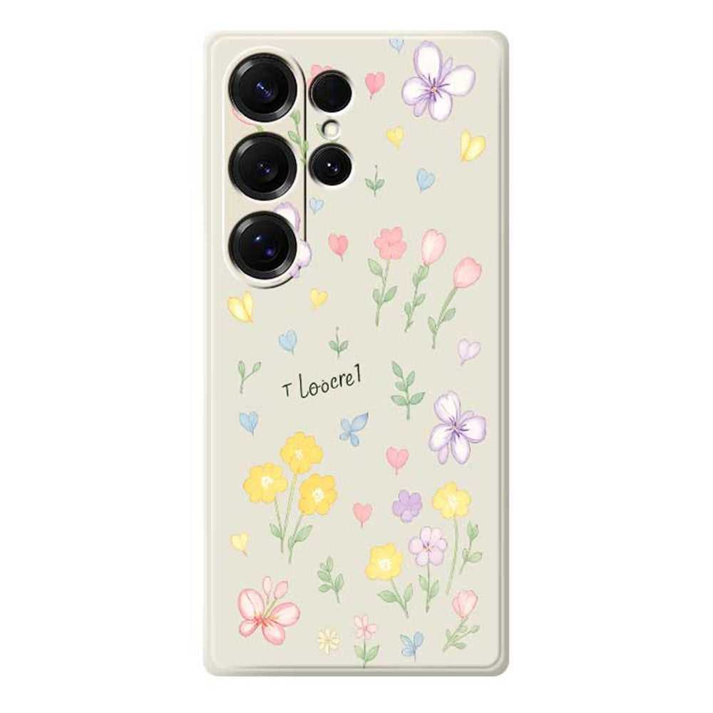 For Samsung Galaxy S25 Ultra Case Small Flowers Pattern Printing Straight Edge TPU Phone Back Cover - TechGearPal