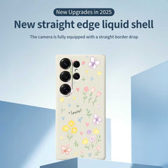 For Samsung Galaxy S25 Ultra Case Small Flowers Pattern Printing Straight Edge TPU Phone Back Cover