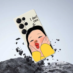 For Samsung Galaxy S25 Ultra Case Girl Holding Face Pattern Printing Straight Edge TPU Phone Back Cover