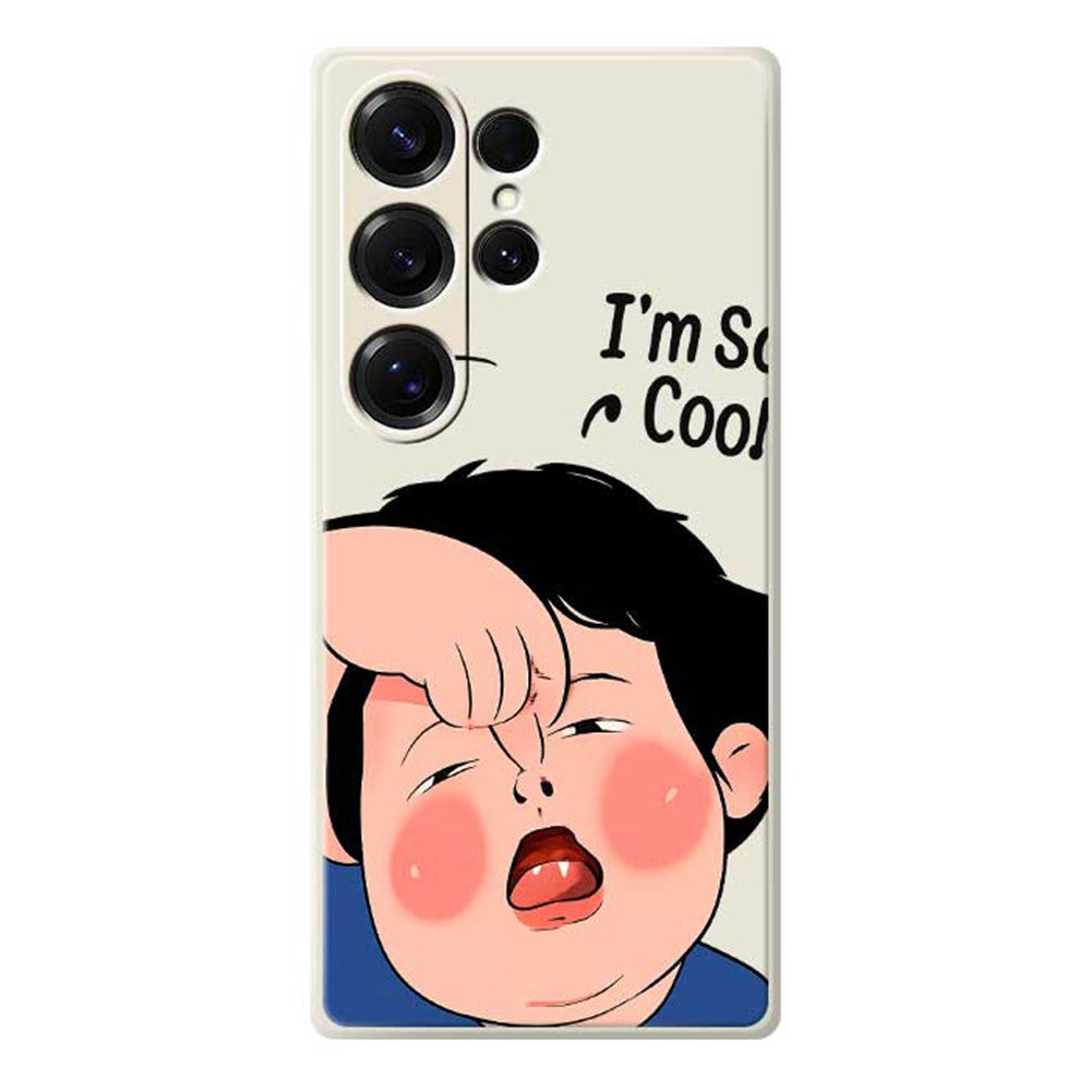 For Samsung Galaxy S25 Ultra Case Make Faces Kid Pattern Printing Straight Edge TPU Phone Back Cover - TechGearPal