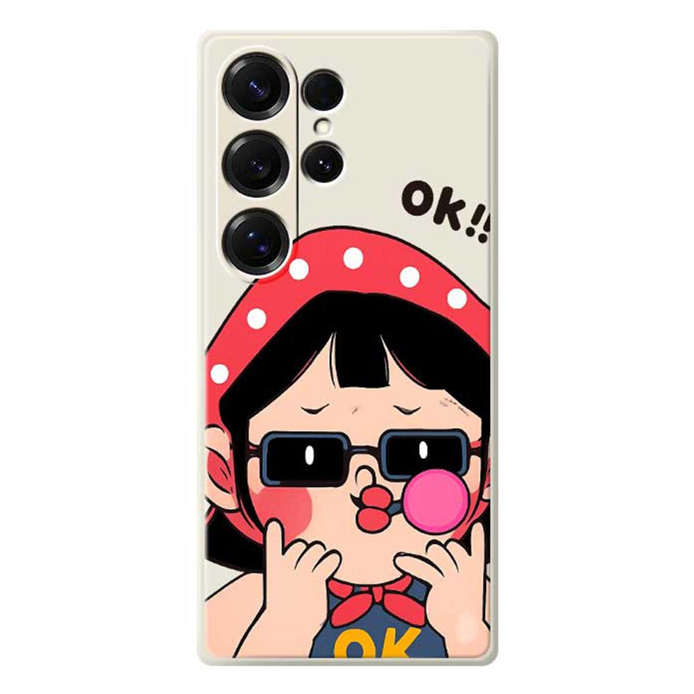 For Samsung Galaxy S25 Ultra Case Cute Kid Pattern Printing Straight Edge TPU Phone Back Cover - TechGearPal