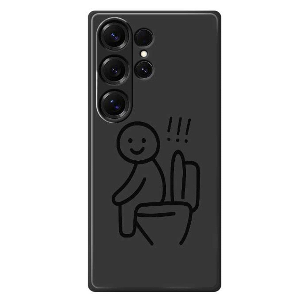 For Samsung Galaxy S25 Ultra Case Stickman Toilet Pattern Printing Straight Edge TPU Phone Back Cover