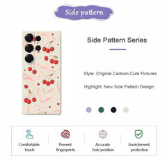 For Samsung Galaxy S25 Ultra Case Big Bow Cherry Pattern Printing Straight Edge TPU Phone Back Cover