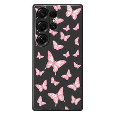 For Samsung Galaxy S25 Ultra Case Pink Butterflies Pattern Printing Straight Edge TPU Phone Back Cover