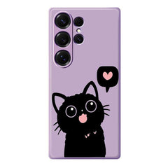For Samsung Galaxy S25 Ultra Case Love Black Cat Pattern Printing Straight Edge TPU Phone Back Cover