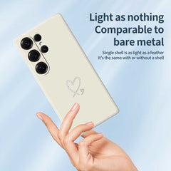 For Samsung Galaxy S25 Ultra Case White Love Pattern Printing Straight Edge TPU Phone Back Cover