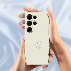 For Samsung Galaxy S25 Ultra Case White Love Pattern Printing Straight Edge TPU Phone Back Cover