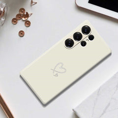 For Samsung Galaxy S25 Ultra Case White Love Pattern Printing Straight Edge TPU Phone Back Cover