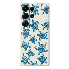 For Samsung Galaxy S25 Ultra Case Blue Turtle Pattern Printing Straight Edge TPU Phone Back Cover