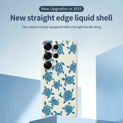 For Samsung Galaxy S25 Ultra Case Blue Turtle Pattern Printing Straight Edge TPU Phone Back Cover