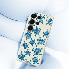 For Samsung Galaxy S25 Ultra Case Blue Turtle Pattern Printing Straight Edge TPU Phone Back Cover