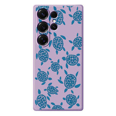 For Samsung Galaxy S25 Ultra Case Blue Turtle Pattern Printing Straight Edge TPU Phone Back Cover