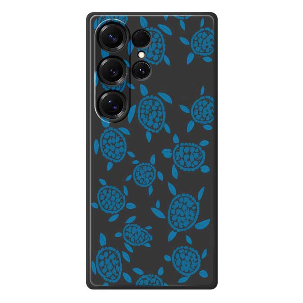 For Samsung Galaxy S25 Ultra Case Blue Turtle Pattern Printing Straight Edge TPU Phone Back Cover