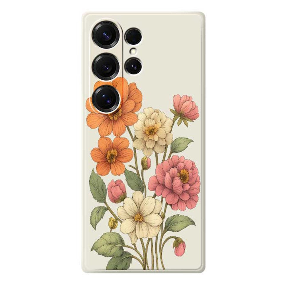 For Samsung Galaxy S25 Ultra Case Beautiful Flowers Pattern Printing Straight Edge TPU Phone Back Cover