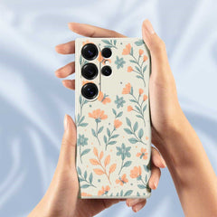 Coque arrière en TPU pour Samsung Galaxy S25 Ultra, motif floral jaune, bord droit 