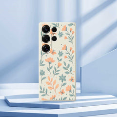 Coque arrière en TPU pour Samsung Galaxy S25 Ultra, motif floral jaune, bord droit 