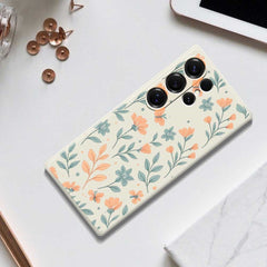 Coque arrière en TPU pour Samsung Galaxy S25 Ultra, motif floral jaune, bord droit 