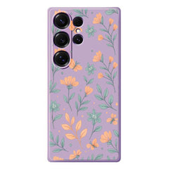 Coque arrière en TPU pour Samsung Galaxy S25 Ultra, motif floral jaune, bord droit 