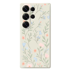 For Samsung Galaxy S25 Ultra Case Pink Blue Flowers Pattern Printing Straight Edge TPU Phone Back Cover