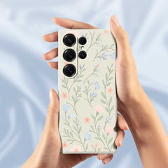 For Samsung Galaxy S25 Ultra Case Pink Blue Flowers Pattern Printing Straight Edge TPU Phone Back Cover