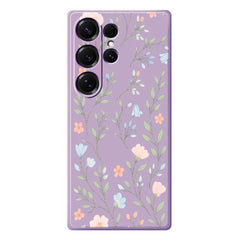 For Samsung Galaxy S25 Ultra Case Pink Blue Flowers Pattern Printing Straight Edge TPU Phone Back Cover