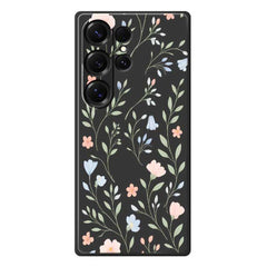 For Samsung Galaxy S25 Ultra Case Pink Blue Flowers Pattern Printing Straight Edge TPU Phone Back Cover
