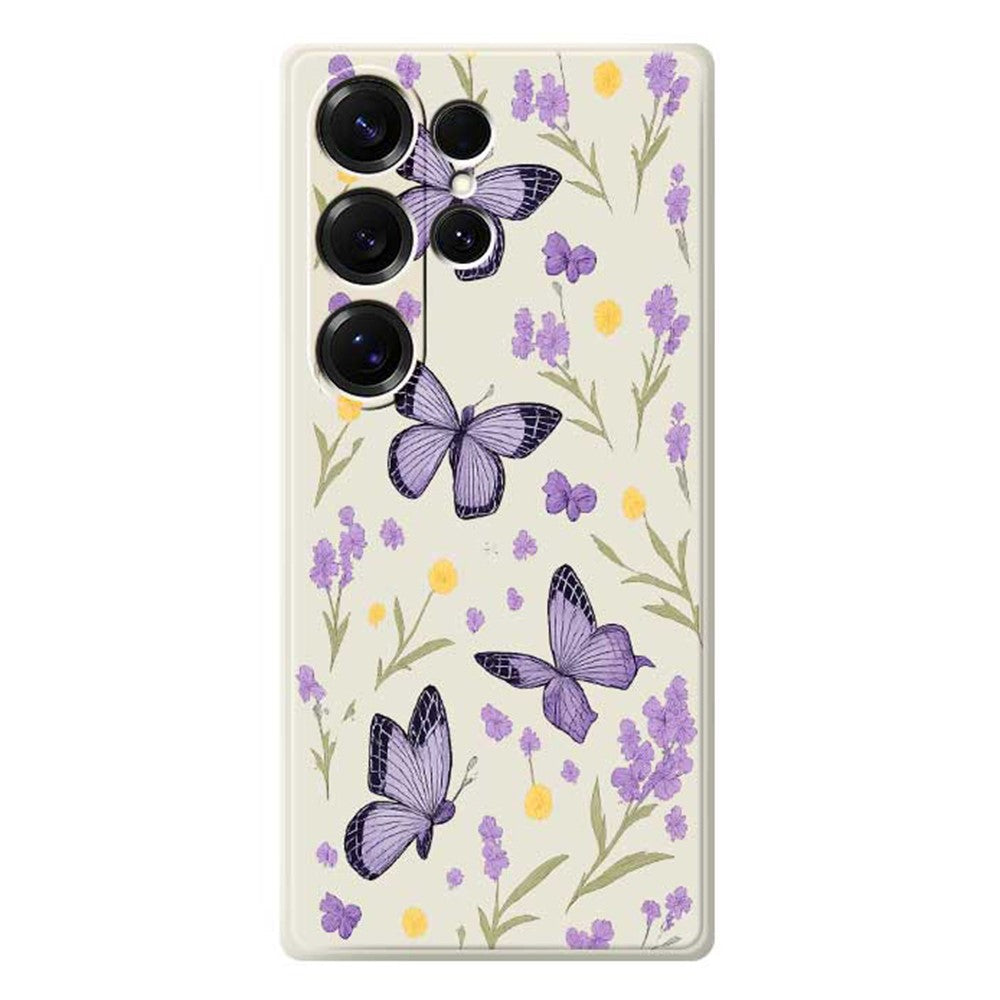 For Samsung Galaxy S25 Ultra Case Purple Butterflies Pattern Printing Straight Edge TPU Phone Back Cover - TechGearPal