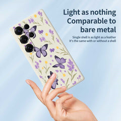 Für Samsung Galaxy S25 Ultra Hülle Lila Schmetterlinge Musterdruck Gerade Kante TPU Telefon Rückseite 
