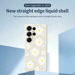 For Samsung Galaxy S25 Ultra Case White Daisy Pattern Printing Straight Edge TPU Phone Back Cover