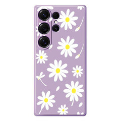 For Samsung Galaxy S25 Ultra Case White Daisy Pattern Printing Straight Edge TPU Phone Back Cover
