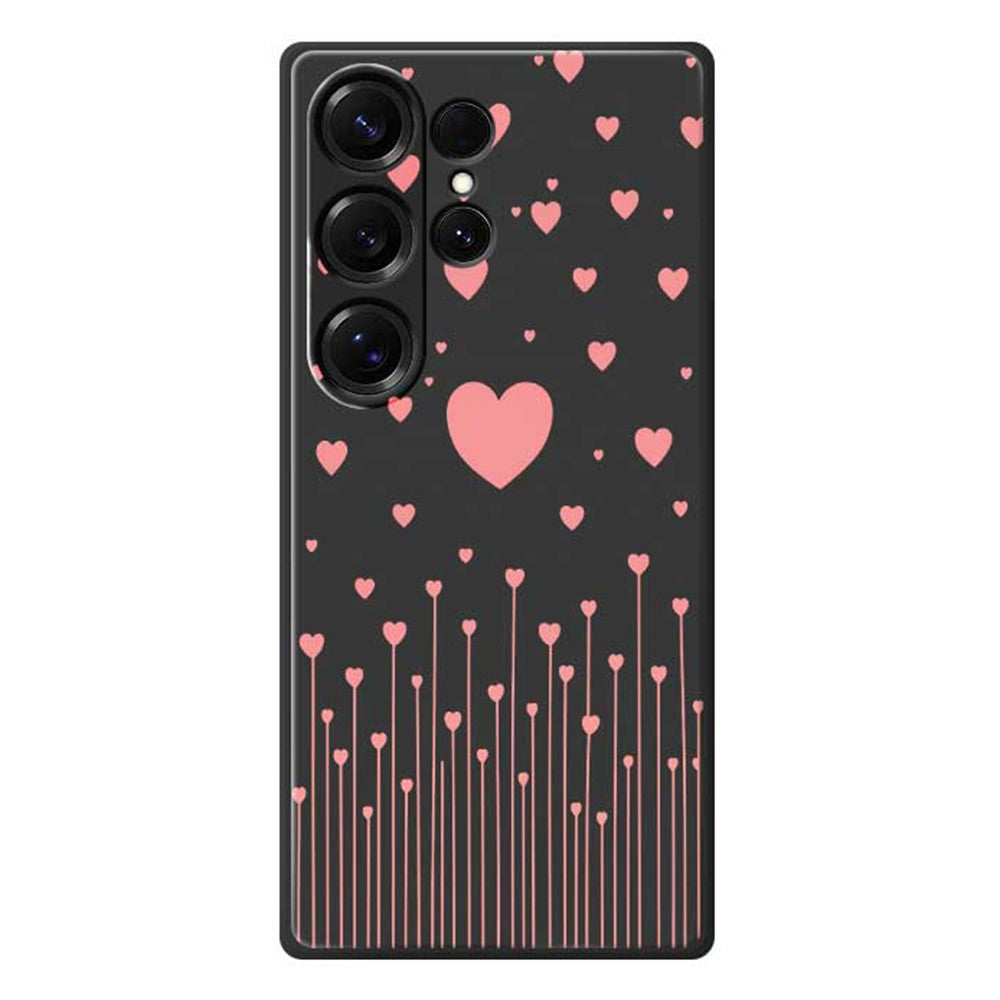 Coque arrière en TPU pour Samsung Galaxy S25 Ultra, motif imprimé Love rose, bords droits 