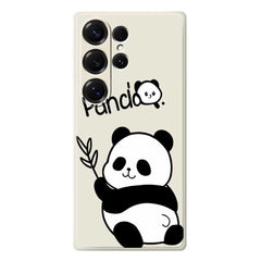 Für Samsung Galaxy S25 Ultra Hülle Panda Muster Druck Gerade Kante TPU Telefon Rückseite 