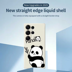Für Samsung Galaxy S25 Ultra Hülle Panda Muster Druck Gerade Kante TPU Telefon Rückseite 