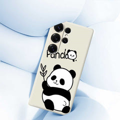 Für Samsung Galaxy S25 Ultra Hülle Panda Muster Druck Gerade Kante TPU Telefon Rückseite 